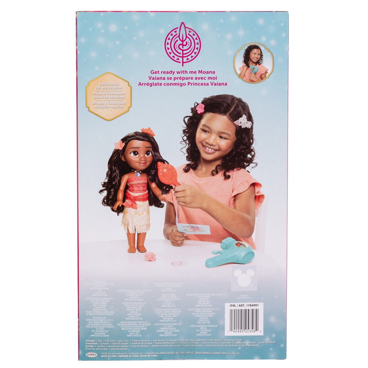 Disney Princess Doll & Hair Play Set - Moana, Ariel, Belle, Rapunzel, Elsa, Jasmine