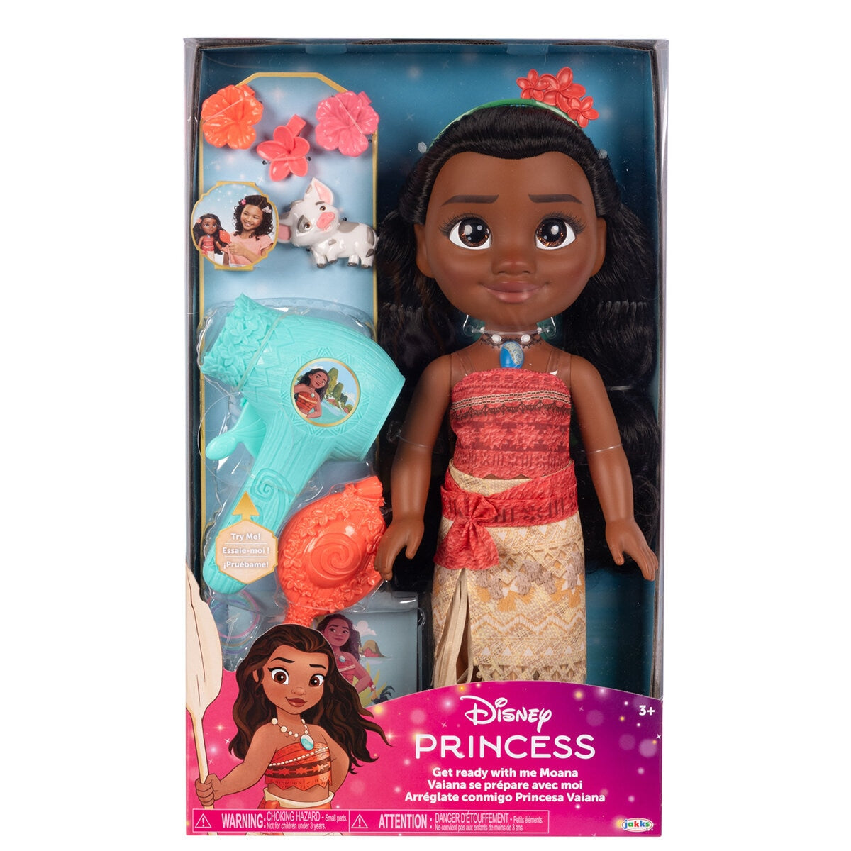 Disney Princess Doll & Hair Play Set - Moana, Ariel, Belle, Rapunzel, Elsa, Jasmine