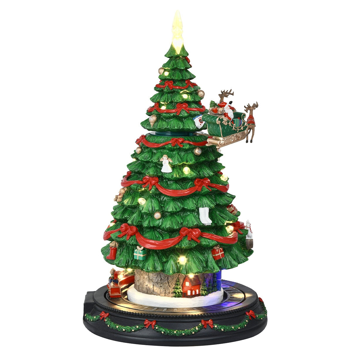 Rotating Holiday Tree with Music & LED Lights, Resin, Model 9K5-23040