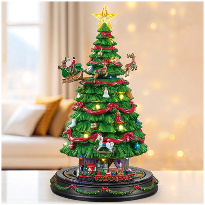 Rotating Holiday Tree with Music & LED Lights, Resin, Model 9K5-23040