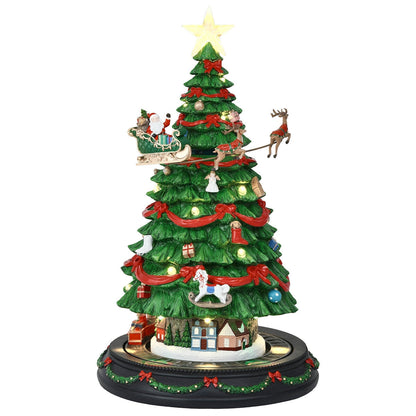 Rotating Holiday Tree with Music & LED Lights, Resin, Model 9K5-23040