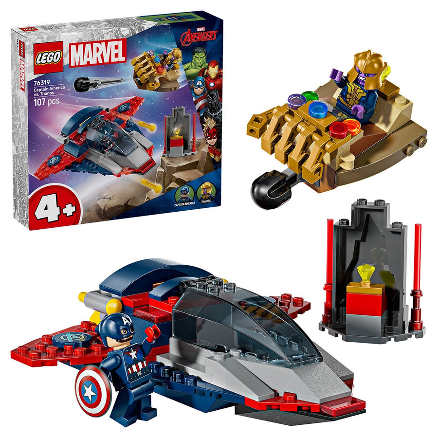 LEGO Marvel 76319 Captain America vs. Thanos Set, 107 Pieces, Ages 4+ - SuperSaverAU - view 1