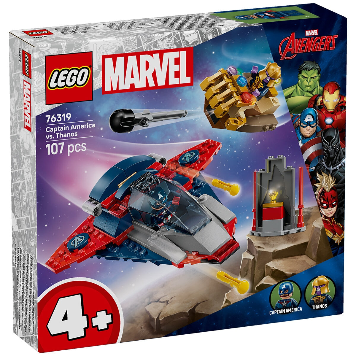 LEGO Marvel 76319 Captain America vs. Thanos Set, 107 Pieces, Ages 4+