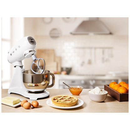 Smeg 50's Style Stand Mixer White SMF03WHAU, 800W, 10 Speeds, 4.8L Bowl, Quiet Operation