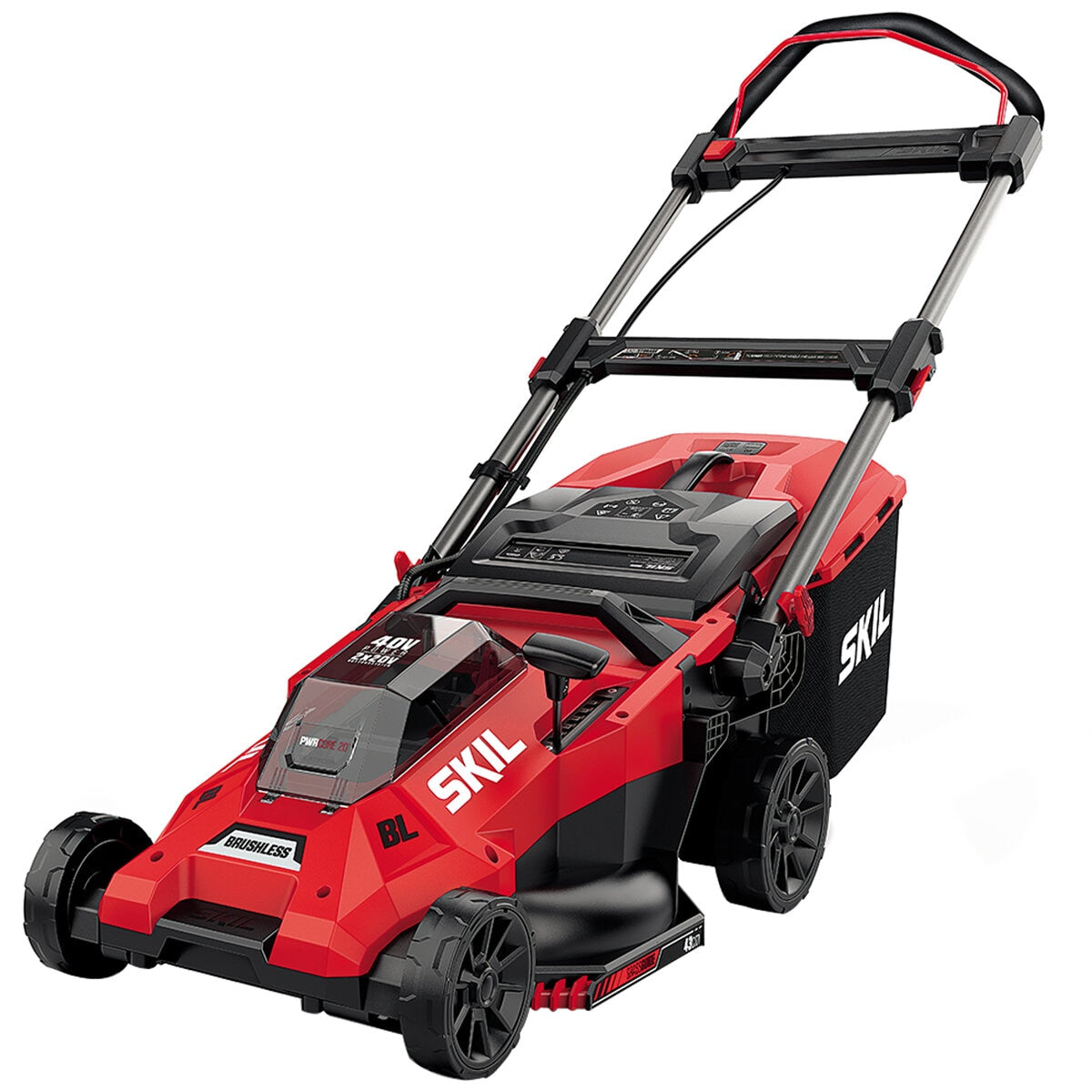 SKIL 20V Brushless Lawnmower Kit 43 cm, Push Button Start, 2-in-1 Bagging/Mulching