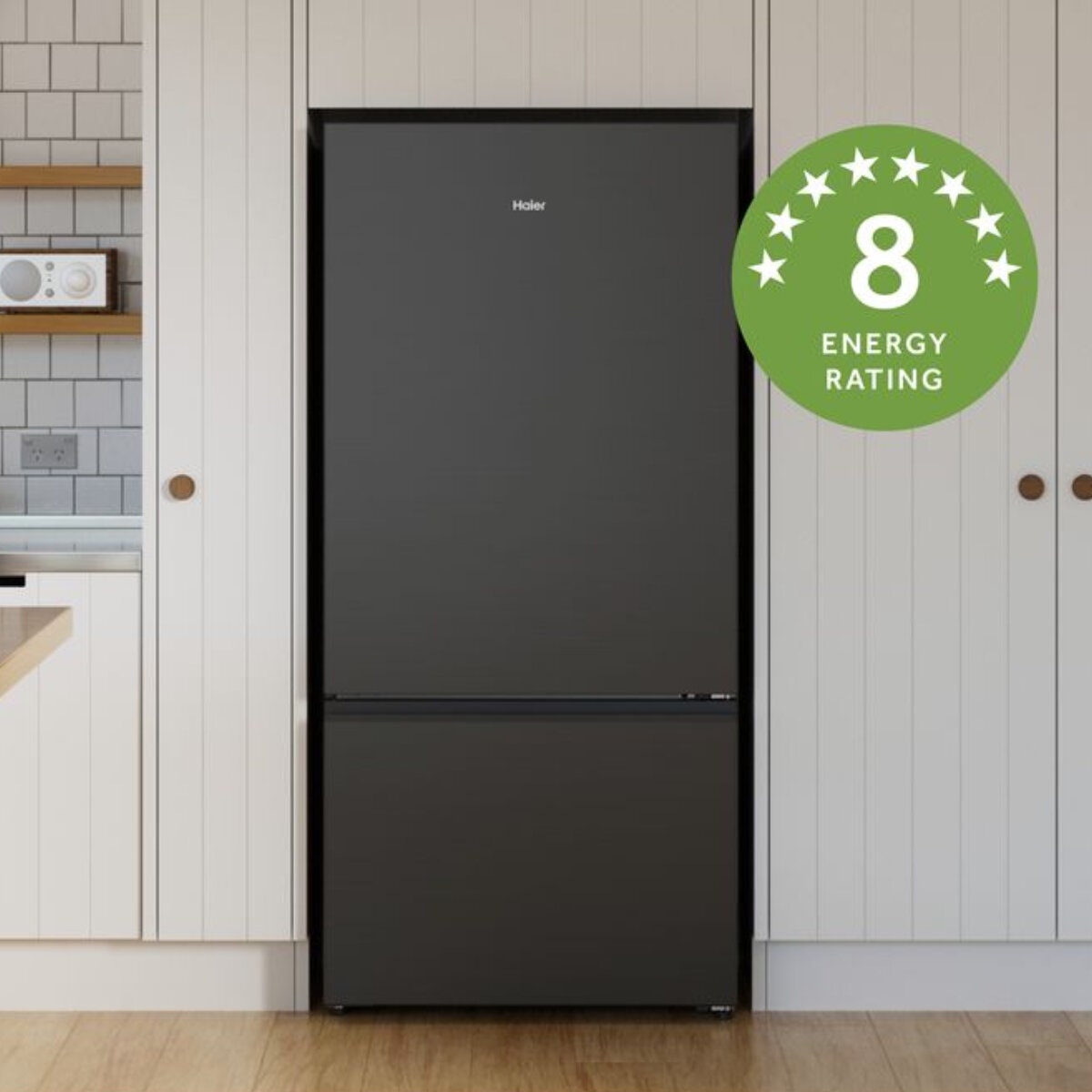 Haier 517L 500 Series Bottom Mount Fridge - Black, 8 Star Energy, Reversible Door - HRF510BEC
