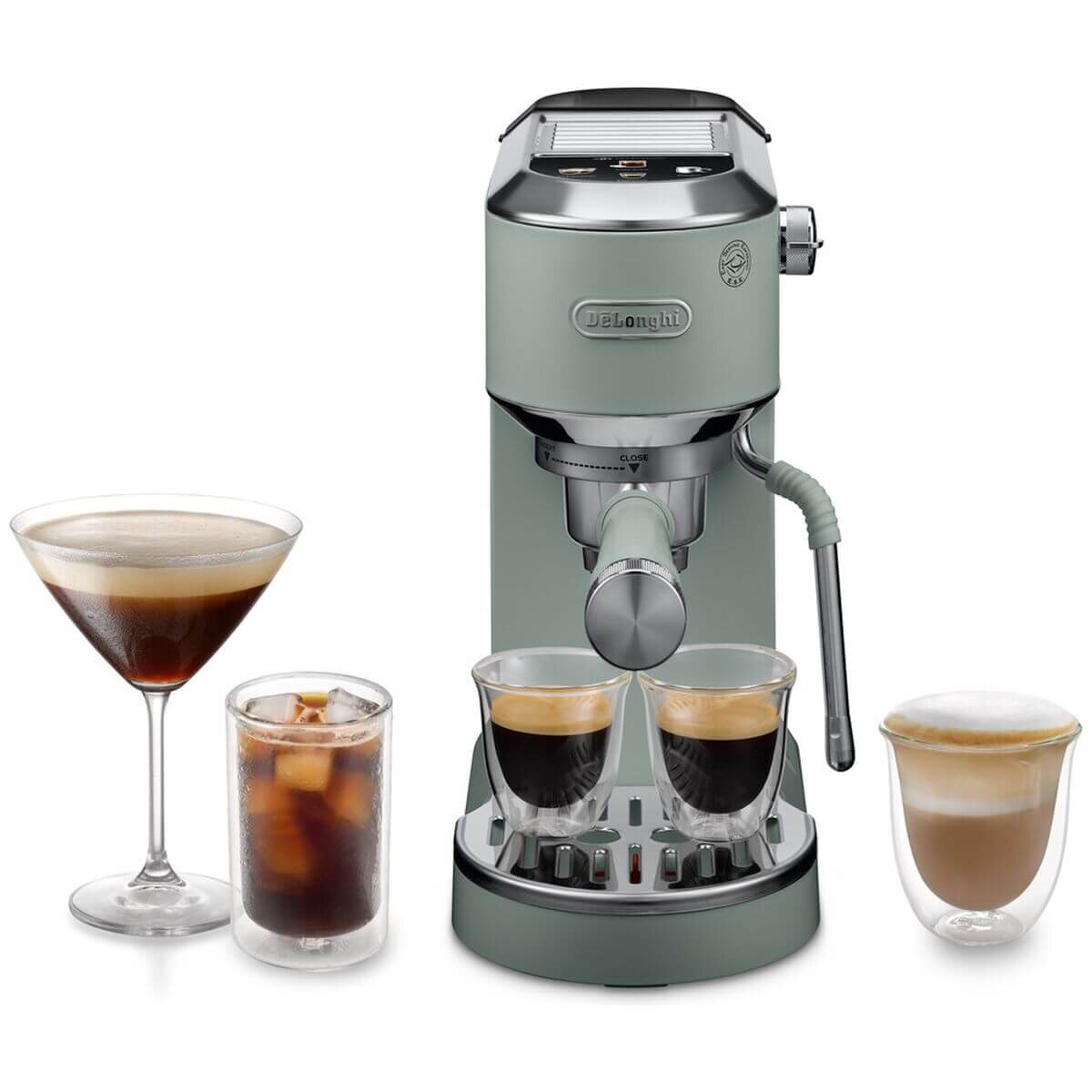 DeLonghi Dedica Duo Cold Brew Coffee Machine - 15 Bar Pump, Slim Full Metal Design, Green - EC890GR