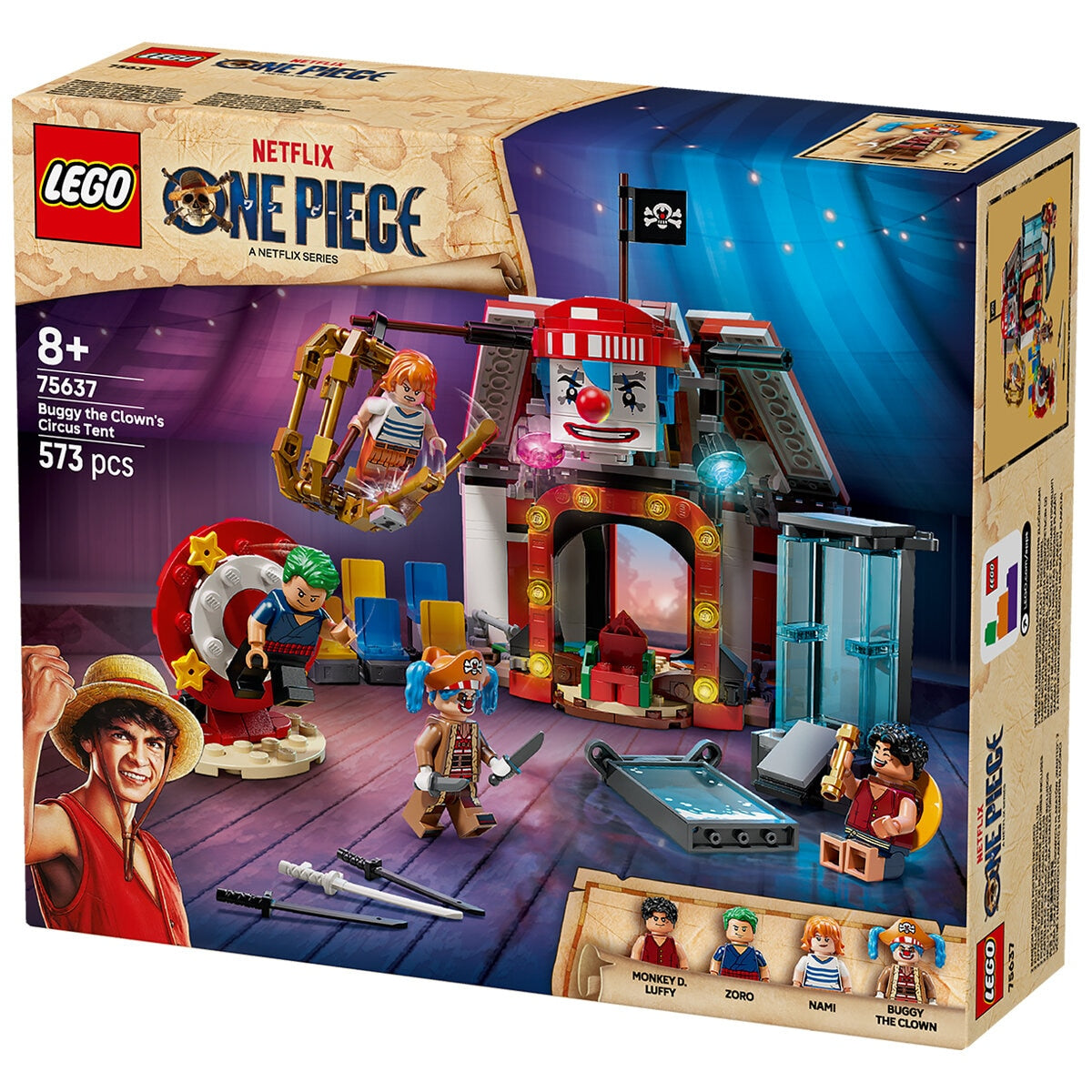 LEGO ONE PIECE Buggy the Clown Circus Tent 75637, 573 Pieces, Ages 8+, Includes Luffy & Zoro