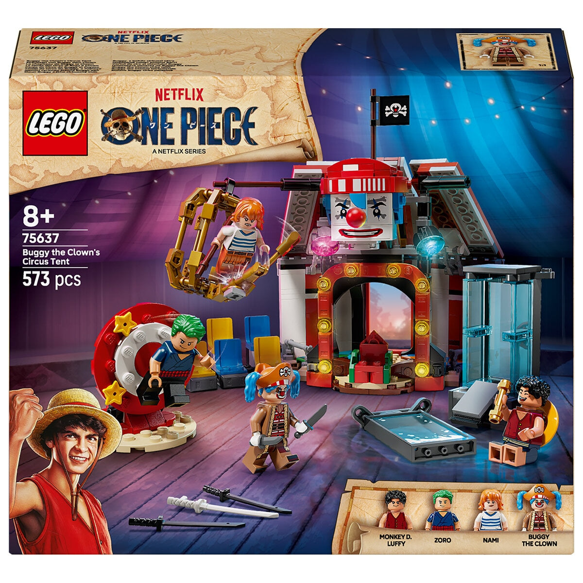 LEGO ONE PIECE Buggy the Clown Circus Tent 75637, 573 Pieces, Ages 8+, Includes Luffy & Zoro
