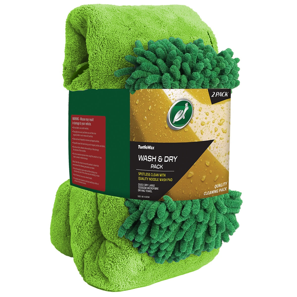 Turtle Wax Wash and Dry 2 Pack TW239 - Microfibre Car Cleaning Set, 1200GSM Towel