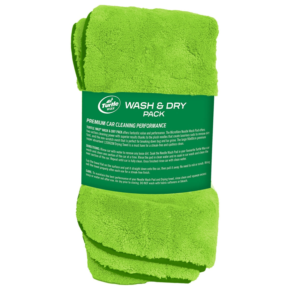 Turtle Wax Wash and Dry 2 Pack TW239 - Microfibre Car Cleaning Set, 1200GSM Towel