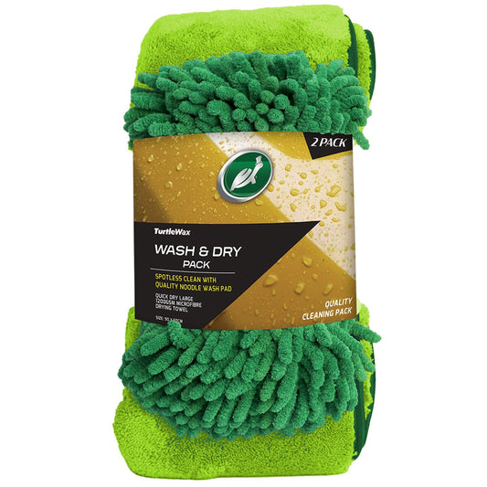 Turtle Wax Wash and Dry 2 Pack TW239 - Microfibre Car Cleaning Set, 1200GSM Towel