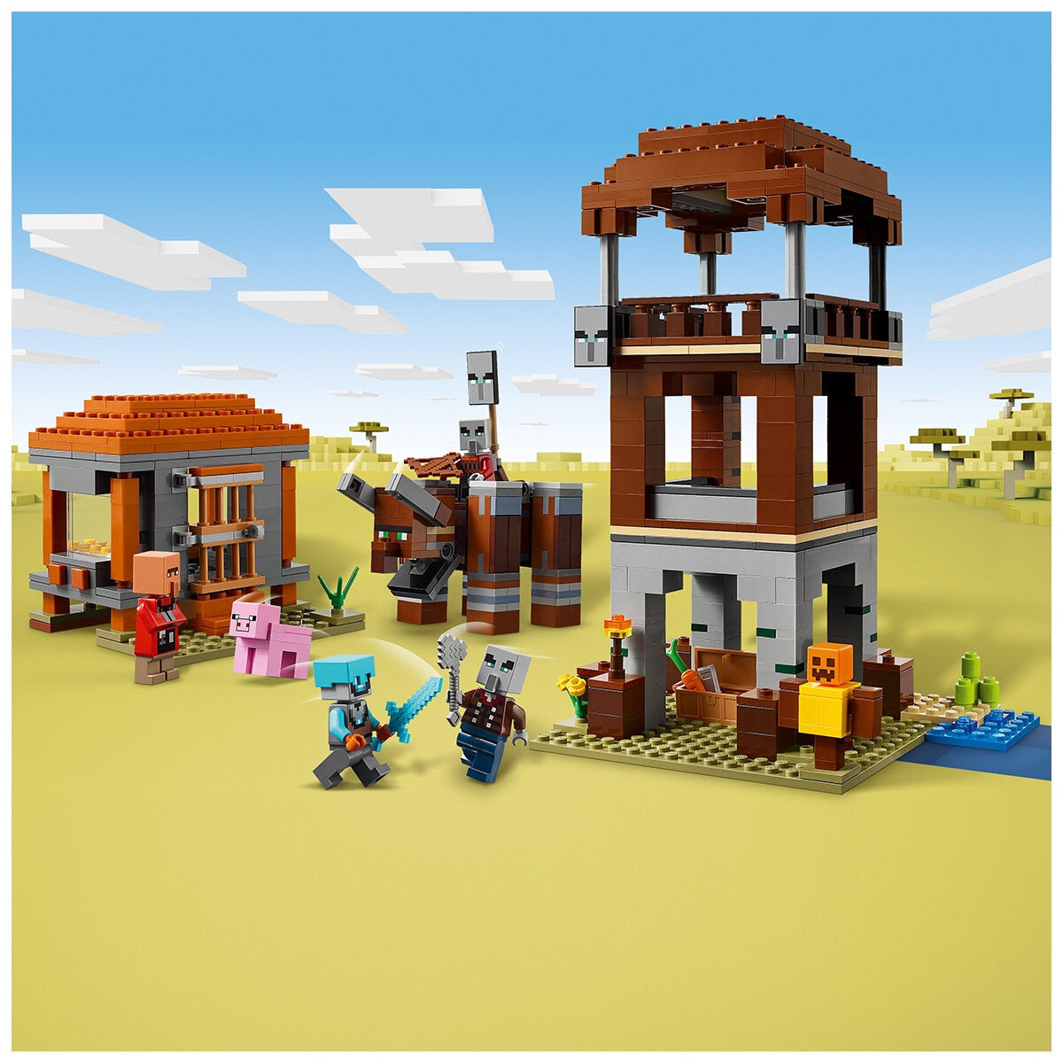 LEGO Minecraft Pillager Outpost & Ravager Set 21278, 665 Pieces, Minifigures & Interactive Features