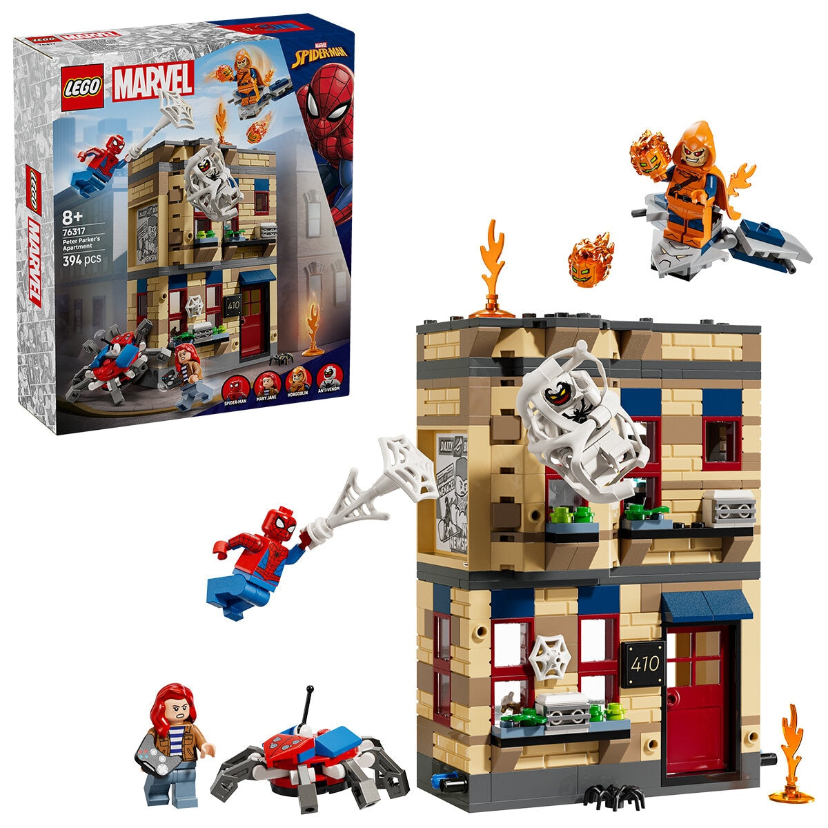 LEGO Marvel Spider-Man Peter Parker’s Apartment 76317, 394 Pieces, Minifigures Included - SuperSaverAU - view 1