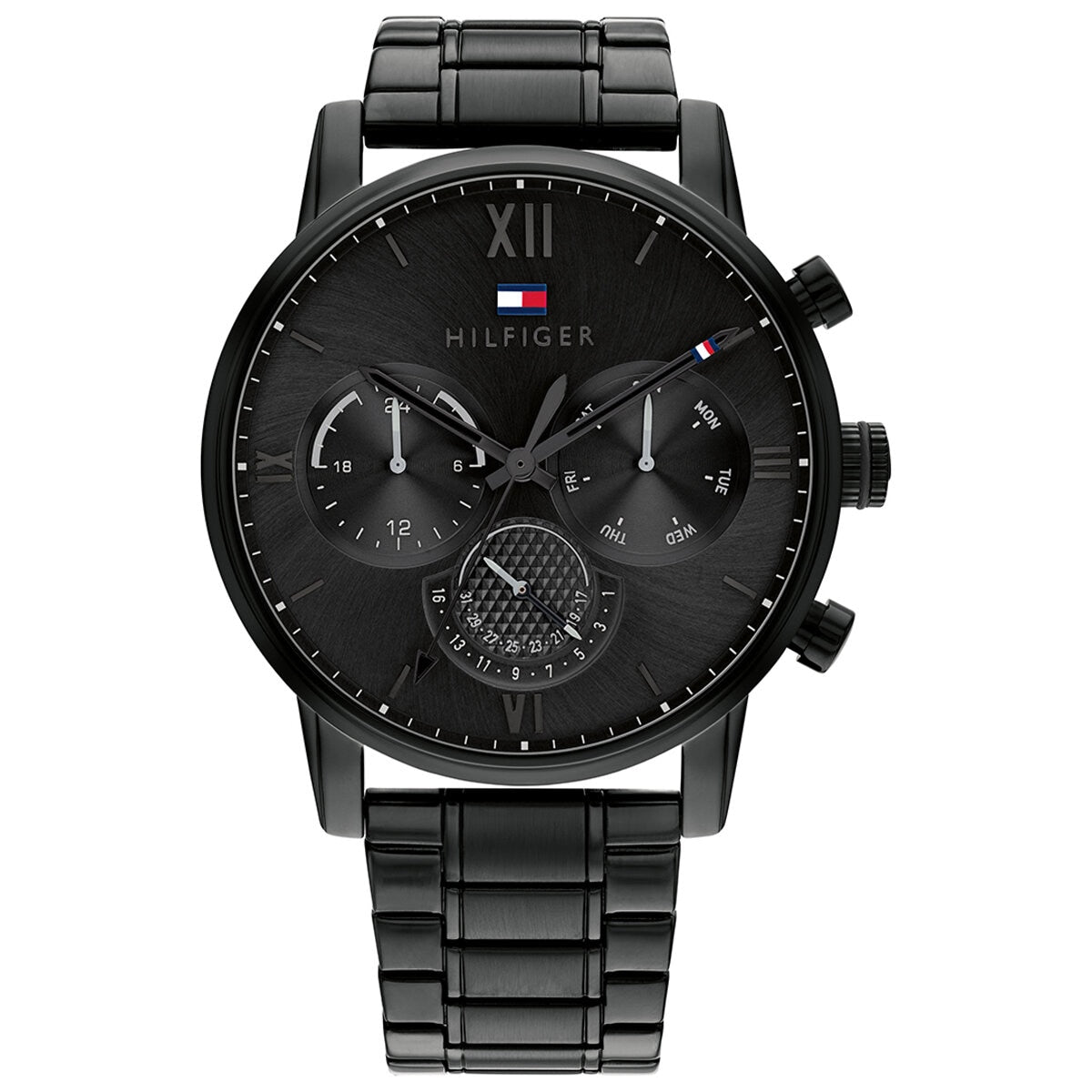 Tommy Hilfiger Men's Watch 44mm Black Steel Black Dial Quartz Chronograph - SuperSaverAU - view 1