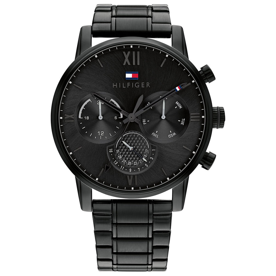 Tommy Hilfiger Men's Watch 44mm Black Steel Black Dial Quartz Chronograph - SuperSaverAU - view 1