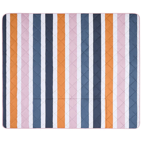 Hunter Outdoor Picnic Blanket, Block Stripe Blue, 152 x 183 cm, Water Resistant, Tent Loops - SuperSaverAU - view 1
