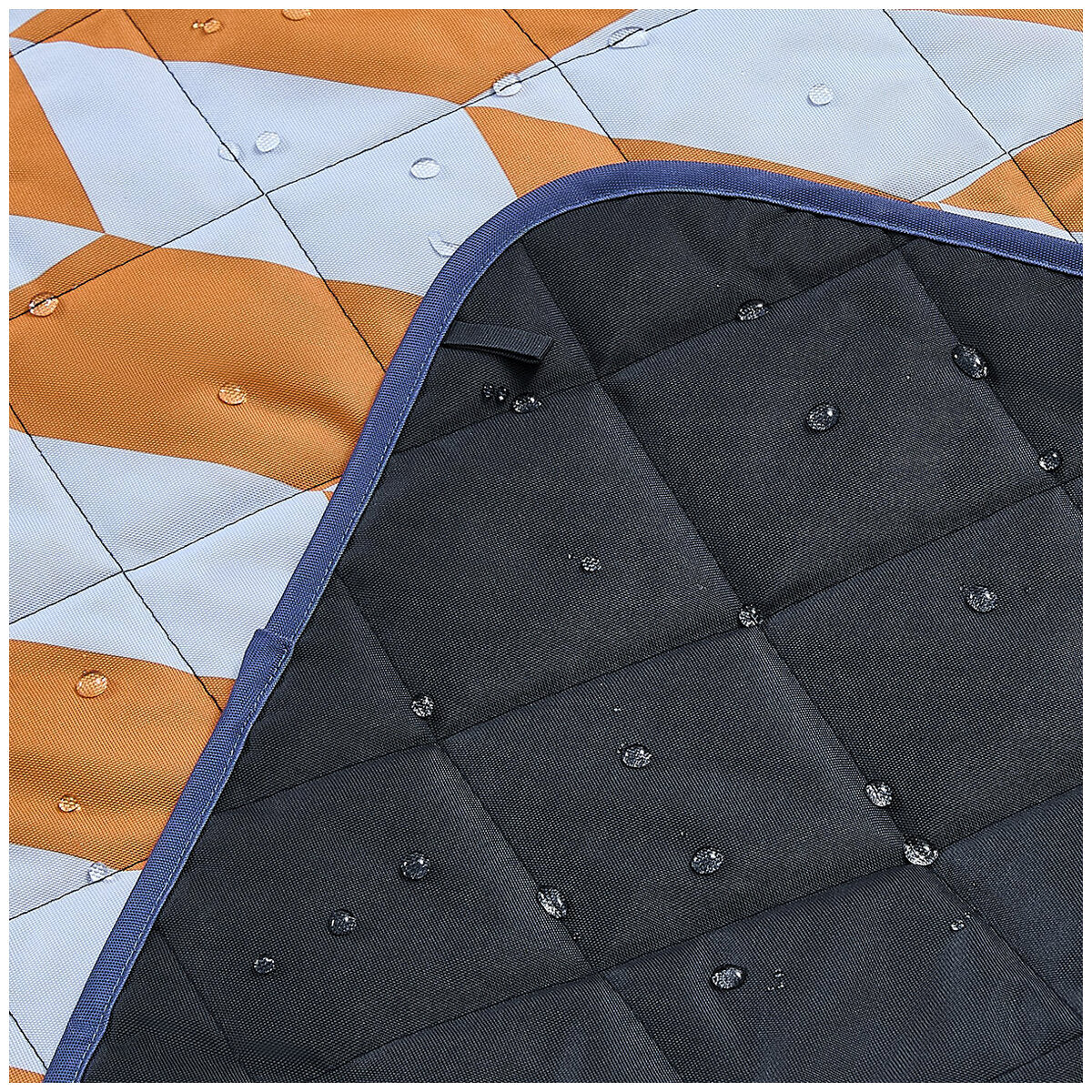 Hunter Outdoor Picnic Blanket, Block Stripe Blue, 152 x 183 cm, Water Resistant, Tent Loops - SuperSaverAU - view 11