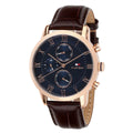 Tommy Hilfiger Men's Watch 44mm Blue Dial Leather Strap Rose Gold Plated - SuperSaverAU - view 1