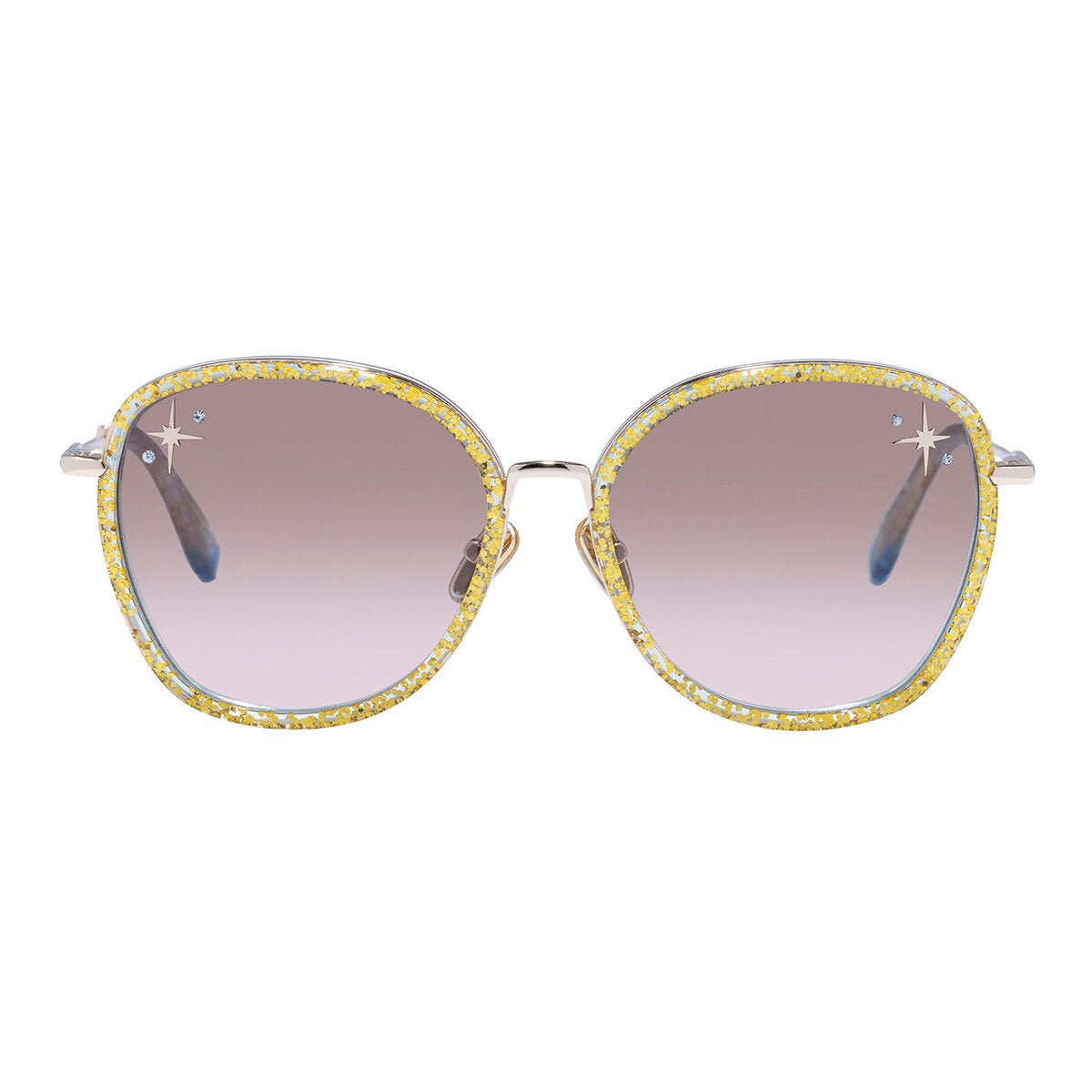 Camilla 59mm Round Sunglasses Oversized Gold Glitter Acetate Women's Luxor Life 2431030 — image 2