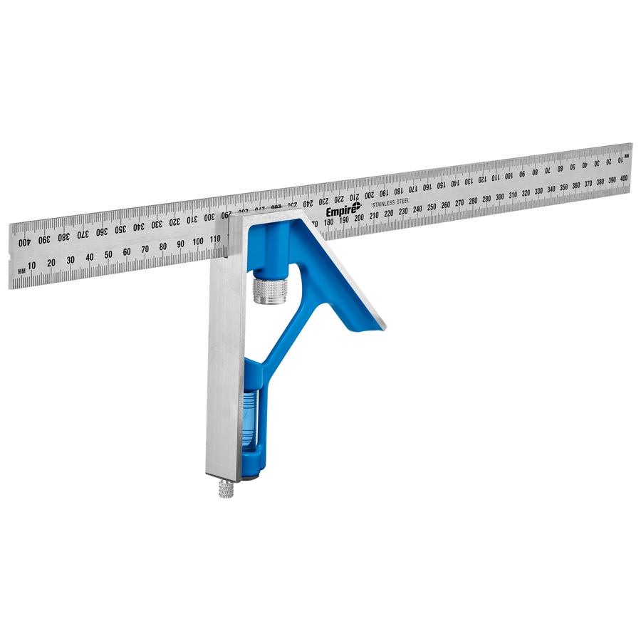 Empire 400mm True Blue Combination Square, Stainless Steel Blade with Vial