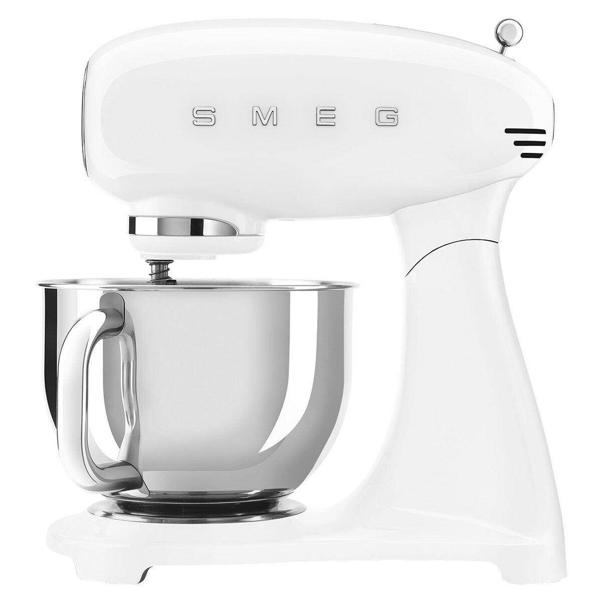 Smeg 50's Style Stand Mixer White SMF03WHAU, 800W, 10 Speeds, 4.8L Bowl, Quiet Operation
