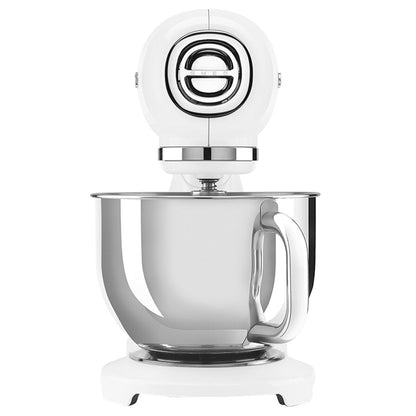 Smeg 50's Style Stand Mixer White SMF03WHAU, 800W, 10 Speeds, 4.8L Bowl, Quiet Operation