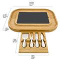 Carrara Bamboo Cheese Board 330x430mm with 4 Stainless Steel Knives & Slate Top - SuperSaverAU - view 2