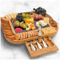 Carrara Bamboo Cheese Board 330x430mm with 4 Stainless Steel Knives & Slate Top - SuperSaverAU - view 5