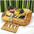 Carrara Bamboo Cheese Board 330x430mm with 4 Stainless Steel Knives & Slate Top - SuperSaverAU - view 1
