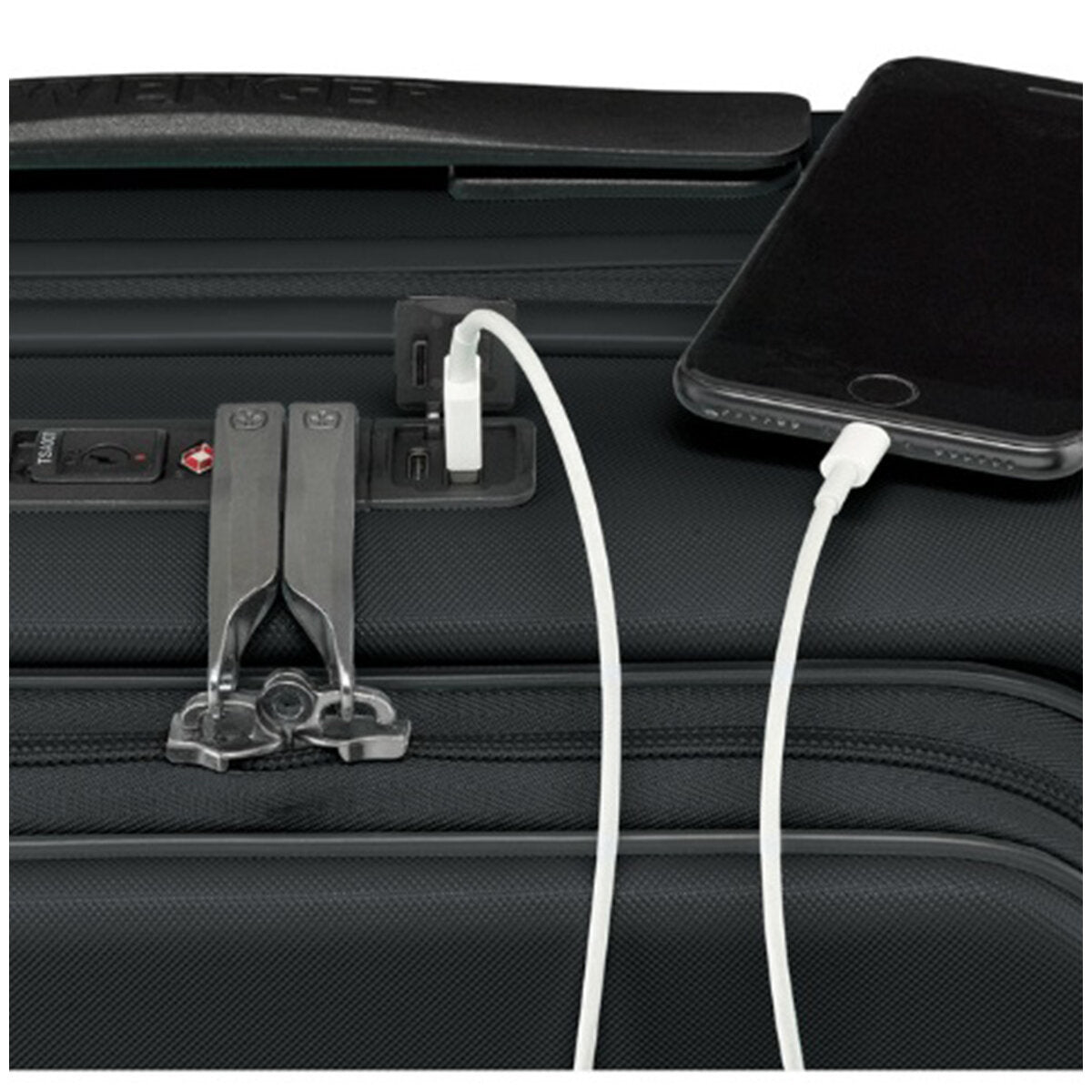 Wenger Skyon 2 Piece Luggage Set - Hardside, TSA Lock, USB Port, Black - SuperSaverAU - view 5