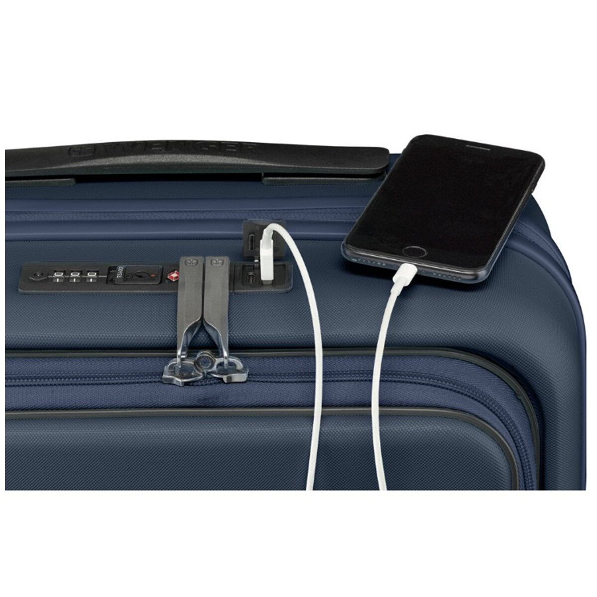 Wenger Skyon 2 Piece Luggage Set, Navy Blue, Hard Side, USB Port, 35L/45L & 103L/120L - SuperSaverAU - view 4