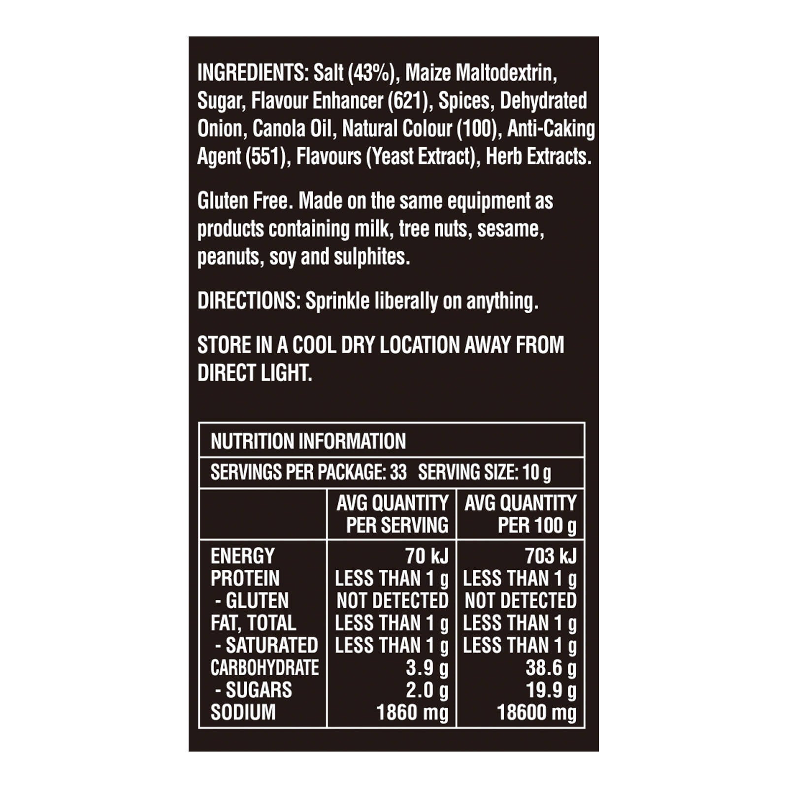 Butchers Axe Chicken Salt BBQ Rub 330g - Gluten Free Seasoning