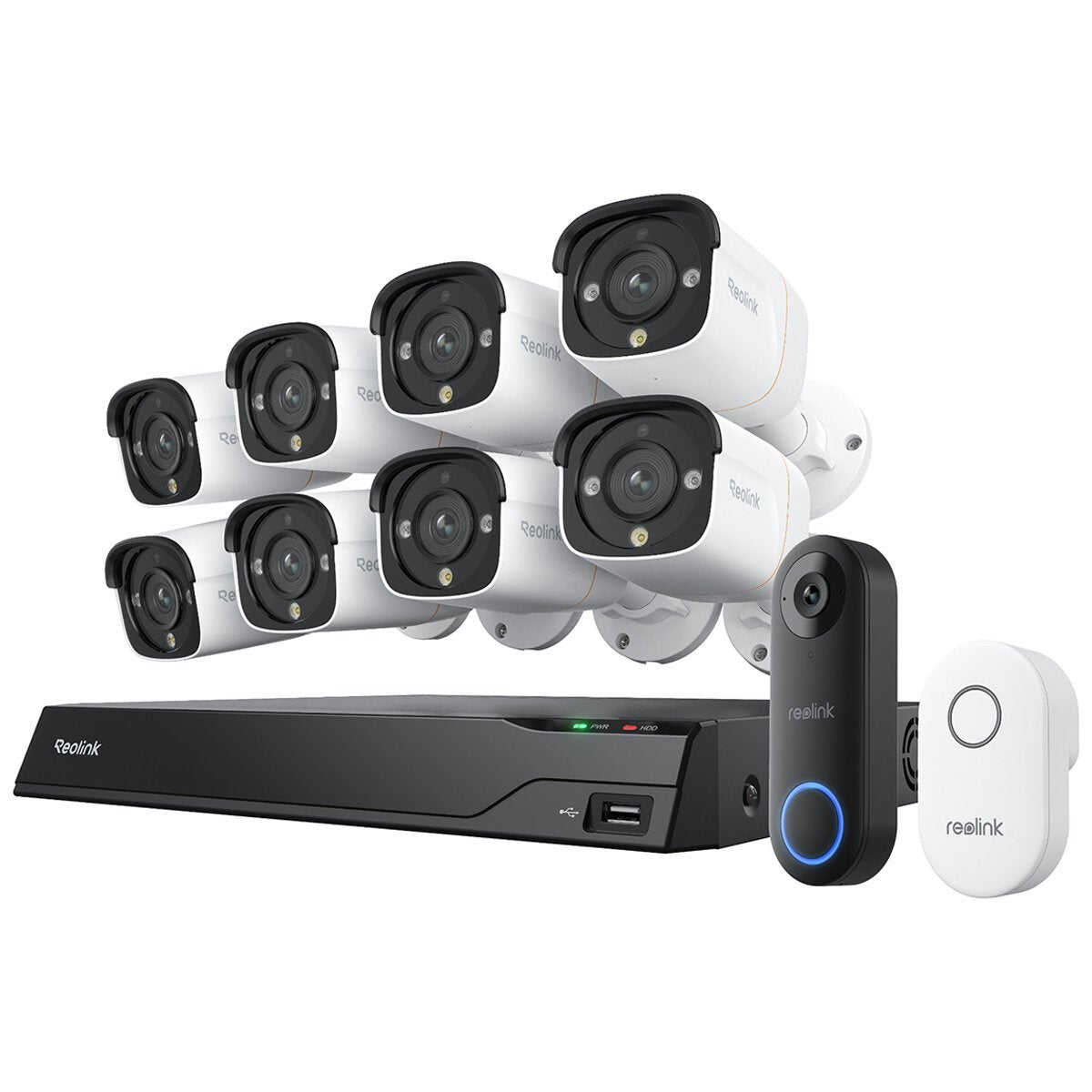 Reolink 8 Cam NVR Surveillance Camera System 12MP 4TB With PoE Doorbell NVS16-12MB81DBP