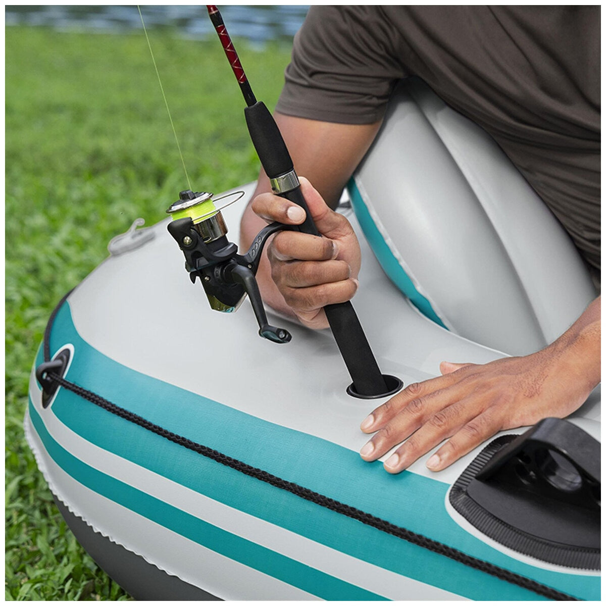 Bestway Hydro Force Adventure Elite X4 Inflatable Raft Set for 4 Adults, Grey/Teal - SuperSaverAU - view 6