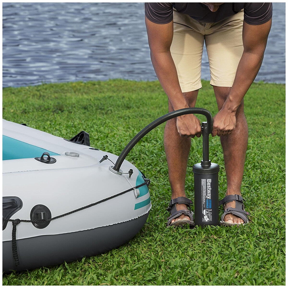 Bestway Hydro Force Adventure Elite X4 Inflatable Raft Set for 4 Adults, Grey/Teal - SuperSaverAU - view 8