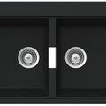 Abey Schock Horizont double bowl sink 860mm - black Magma, 20L bowls, topmount with overflow - N200B