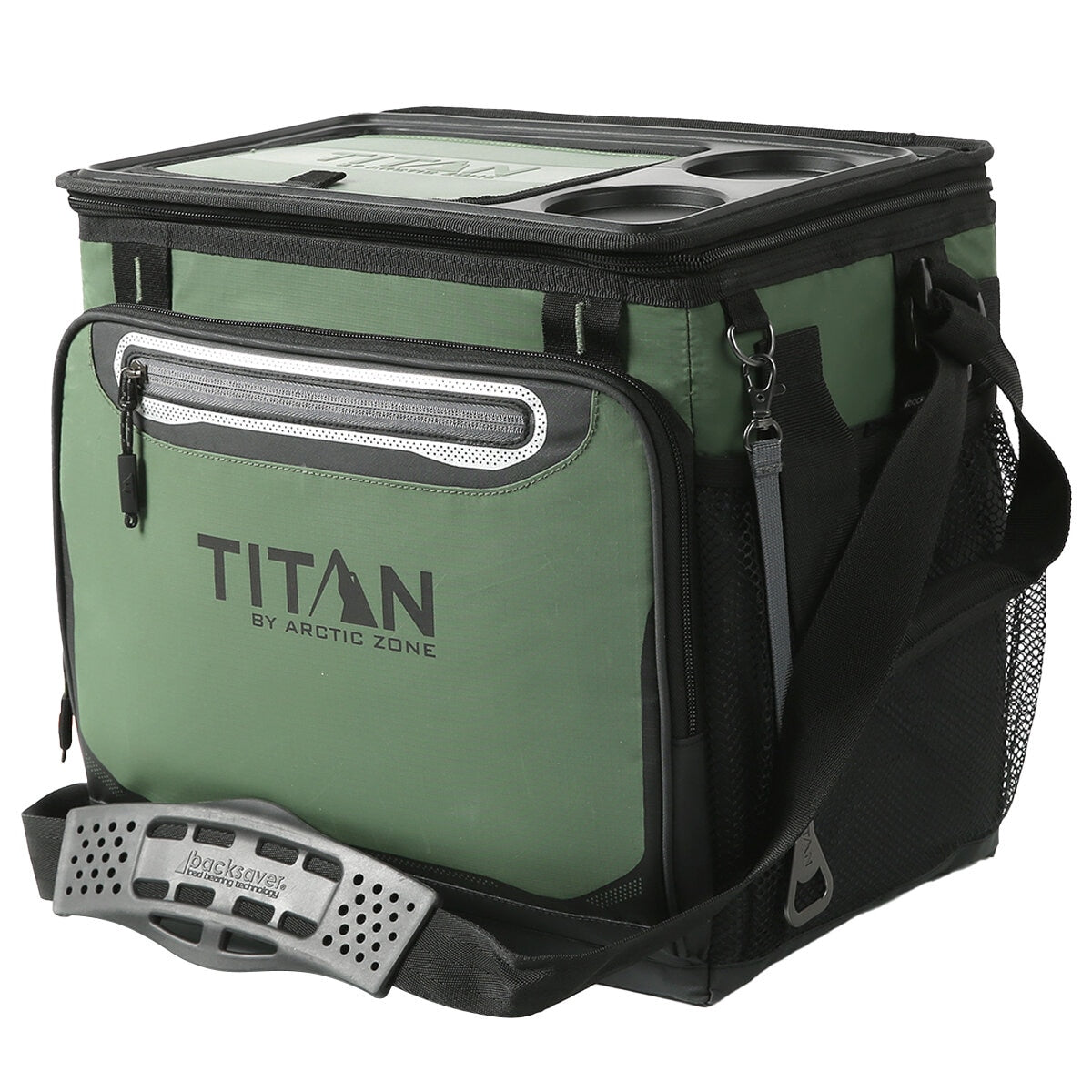 Titan 40 Can Collapsible Cooler Green with TableTop, Insulated Compartment, & Bottle Opener - SuperSaverAU - view 2