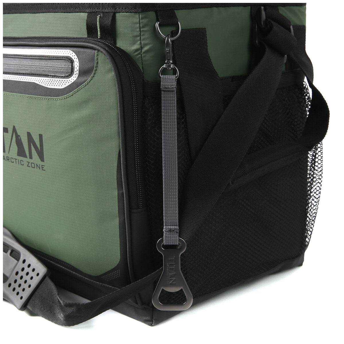 Titan 40 Can Collapsible Cooler Green with TableTop, Insulated Compartment, & Bottle Opener - SuperSaverAU - view 8