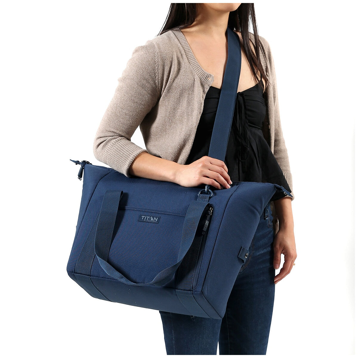 Titan Insulated Carry All Tote Navy, 25 Can Capacity, Leak Proof, Convertible Handles - SuperSaverAU - view 11