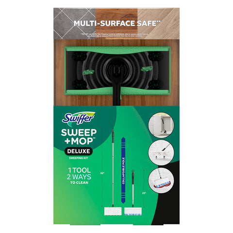 Swiffer 2 In 1 Floor Cleaner Kit Sweep And Mop Deluxe Collapsible Pole