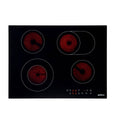 Brohn 70cm Ceramic Cooktop - Black Glass, 4 Zones with Dual Zone, Touch Control, Overflow Detection - 2KC472