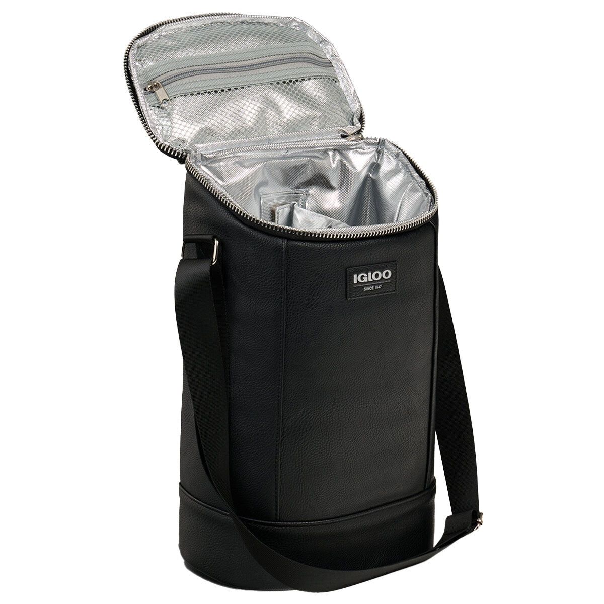 Igloo Luxe Wine Tote Cooler Black, Vegan Leather, Insulated, Adjustable Strap, 134.62x355.6x229.8 mm - SuperSaverAU - view 10