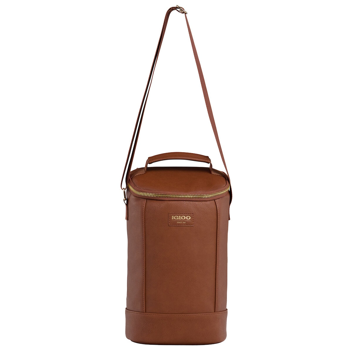 Igloo Luxe Wine Tote Cooler Cognac - Vegan Leather, Insulated, Adjustable Strap, 2 Bottles - SuperSaverAU - view 2