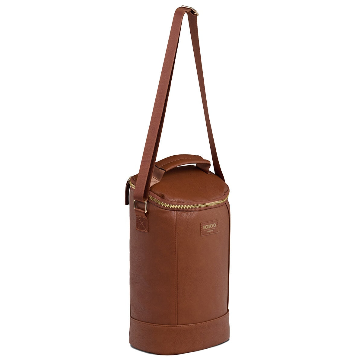 Igloo Luxe Wine Tote Cooler Cognac - Vegan Leather, Insulated, Adjustable Strap, 2 Bottles - SuperSaverAU - view 5