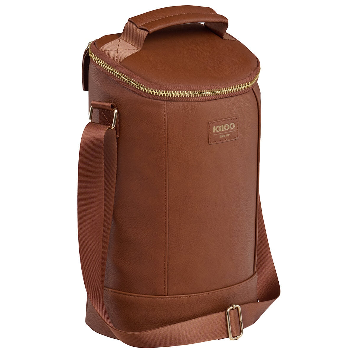 Igloo Luxe Wine Tote Cooler Cognac - Vegan Leather, Insulated, Adjustable Strap, 2 Bottles - SuperSaverAU - view 6