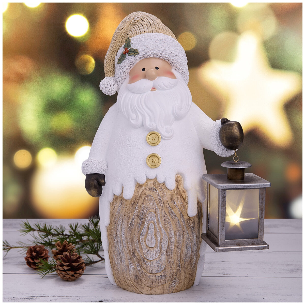 Holiday Figures With Lantern Santa, Moose & Snowman, LED Timer, 235x374mm