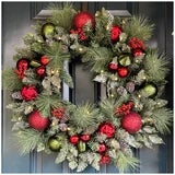 CGH Decorated Christmas Wreath 762mm Red, 50 Twinkling LED Lights and 6 Hour Timer — image 8