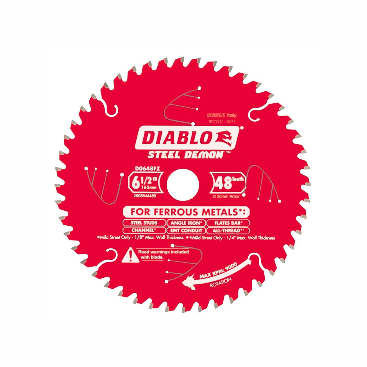Diablo 165mm 48t Steel Demon Circular Saw Blade for Ferrous Metals