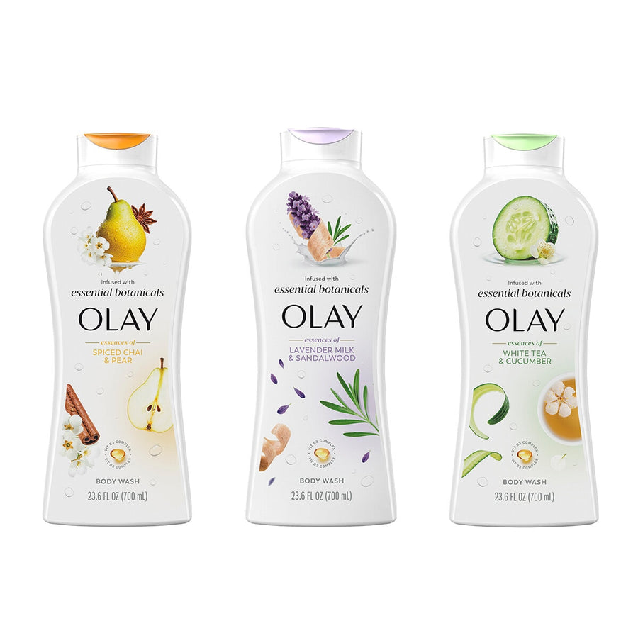 Olay Essentials Botanicals Body Wash 3 x 700ml - Moisturising, Long-Lasting Fragrance - SuperSaverAU - view 1